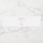 Waterverf Roze Strik Doop Waterfles Etiket (Enkel label)