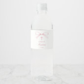 Waterverf Roze Strik Doop Waterfles Etiket (Voorkant)