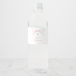 Waterverf Roze Strik Doop Waterfles Etiket