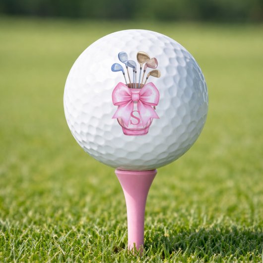 Waterverf Roze Strik Golf Bag Monogram Golfballen