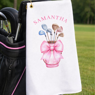 Waterverf Roze Strik Golfclubs Persoonlijk Golfhanddoek