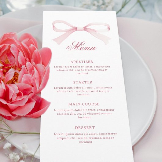 Waterverf Roze Strik Klassiek Menu