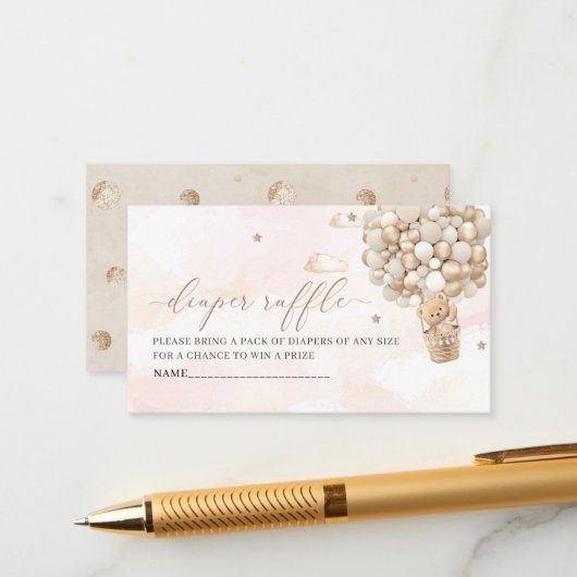 Waterverf roze strik lint baby shoEnclosure Kaart (Voorkant / Achterkant in situ)