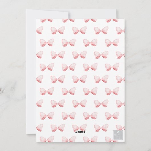 Waterverf Roze Strik Lint Sjerp Kerst Foto Feestdagenkaart (Achterkant)