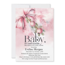 Waterverf Roze Strik met Kralen Baby Shower 