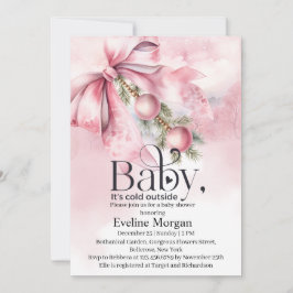 Waterverf Roze Strik met Kralen Baby Shower  Kaart