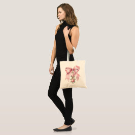 Waterverf Roze Strik met Kralen  Tote Bag