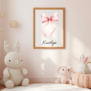 Waterverf Roze Strik Persoonlijke Kinderkamer Poster