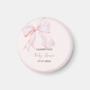 Waterverf Roze Strik Roze Stippen Baby Shower Magneet