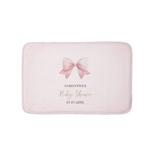 Waterverf Roze Strik Stippen Baby Shower Badmat (Voorkant)