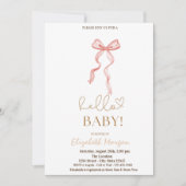 Waterverf Roze Strik Stippen Baby Shower Kaart (Voorkant)