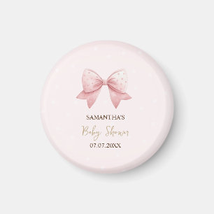Waterverf Roze Strik Stippen Baby Shower Magneet