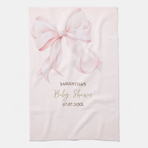 Waterverf Roze Strik Stippen Baby Shower Theedoek