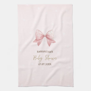 Waterverf Roze Strik Stippen Baby Shower Theedoek