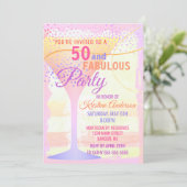 Waterverf Roze stripper 50 en Fabulous Birthday Kaart (Staand voorkant)