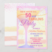 Waterverf Roze stripper 50 en Fabulous Birthday Kaart (Voorkant / Achterkant)