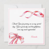 Waterverf Roze Stromend Lint Sweet 16 Verjaardag Bedankkaart (Achterkant)