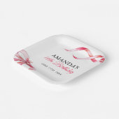 Waterverf Roze Stromend Lint Sweet 16 Verjaardag Papieren Bordje (Gebogen)