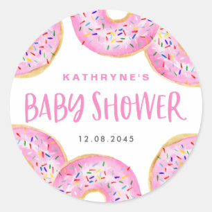 Waterverf Roze Strooi Donuts Baby Strooi Ronde Sticker