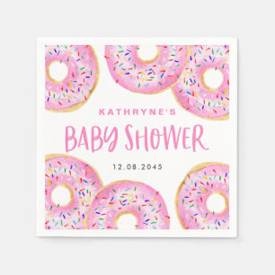 Waterverf Roze Strooide Donuts Baby Borrel Servet