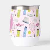 Waterverf Roze Tennis Patroon Monogram (Links)