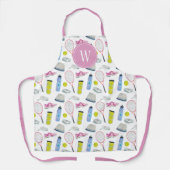 Waterverf Roze Tennis Patroon Monogram Schort (Voorkant)