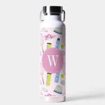 Waterverf Roze Tennis Patroon Monogram