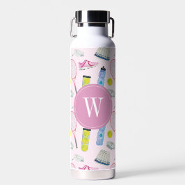 Waterverf Roze Tennis Patroon Monogram Waterfles