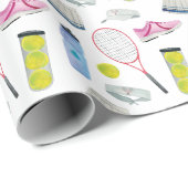 Waterverf roze tennispatroon cadeaupapier (Rol Hoek)