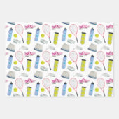Waterverf roze tennispatroon inpakpapier vel (Voorkant 3)