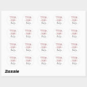 Waterverf  Roze Thee Cup Dank u Ronde Sticker (Vel)