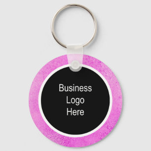Waterverf Roze Thin White Stroke Business Logo Sleutelhanger
