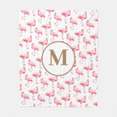 Waterverf Roze Tropisch Flamingo Monogram Initiaal Fleece Deken (Voorkant)