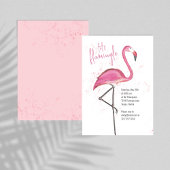 Waterverf roze tropisch strand flamingo kaart