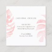 waterverf roze tropische bladeren visitekaartje (Achterkant)