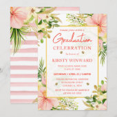 Waterverf Roze Tropische Bloemen Afstuderen Kaart (Voorkant / Achterkant)