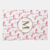 Waterverf Roze Tropische Flamingo Aangepaste Monog Theedoek (Horizontaal)