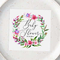 Waterverf roze tropische flora Hawaii baby shower