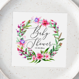 Waterverf roze tropische flora Hawaii baby shower Servet