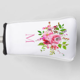 Waterverf Roze Tuin Bloemen Monogram Golfheadcover