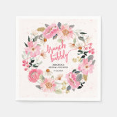 Waterverf Roze Tuin Bloemen Vrijgezellenfeest Servet (Voorkant)