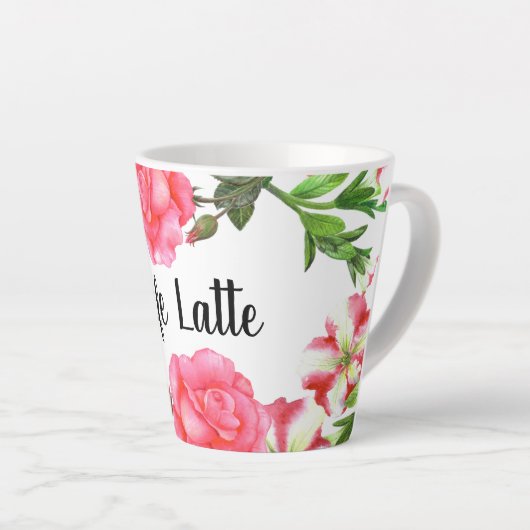 Waterverf Roze tuinbouwers, groot ontwerp Latte Mok (Rechterhoek)