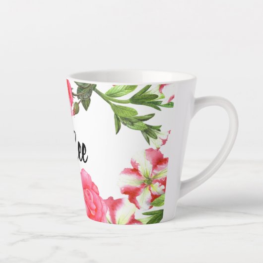 Waterverf Roze tuinbouwers, groot ontwerp Latte Mok (Rechts)