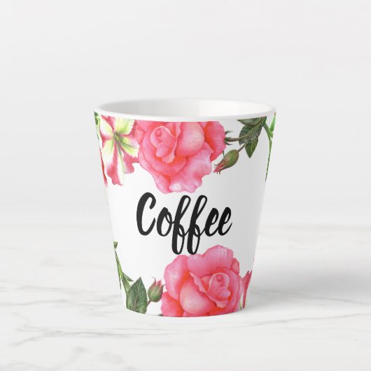 Waterverf Roze tuinbouwers, groot ontwerp Latte Mok (Voorkant)