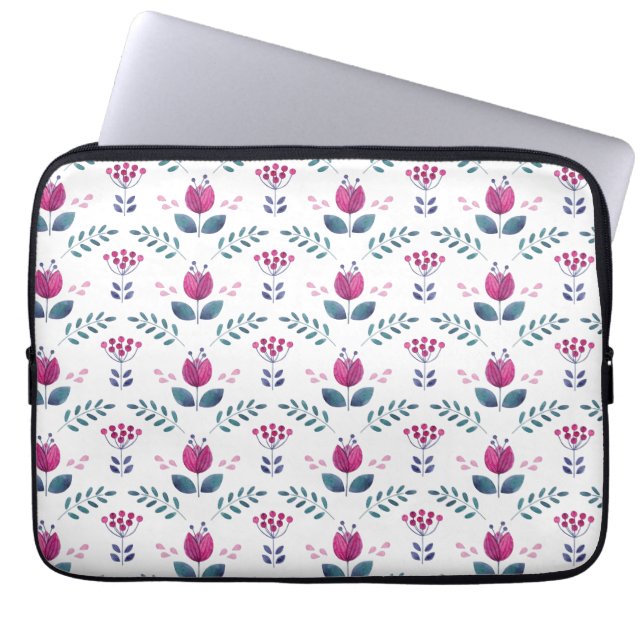 Waterverf Roze Tulip Laptop Sleeve (Voorkant)