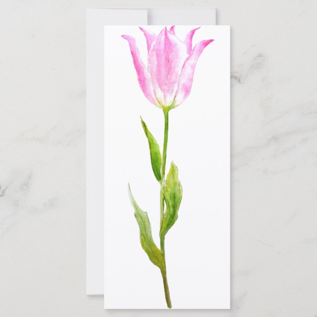 Waterverf Roze Tulip Mini Book Mark Rock Kaart (Voorkant)