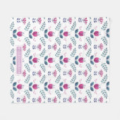Waterverf Roze Tulip monogram ontwerp Fleece Deken (Voorkant (Horizontaal))
