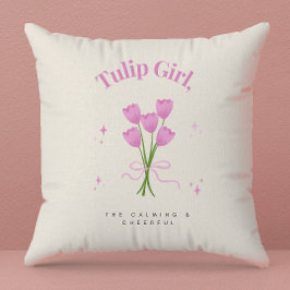 Waterverf Roze Tulp Bloem Illustratie Kussen