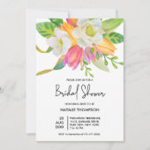 Waterverf Roze Tulp Bridal Shower Invitation Kaart (Voorkant)