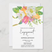 Waterverf Roze Tulp Bruiloft Verloving Uitnodigen Kaart (Voorkant)